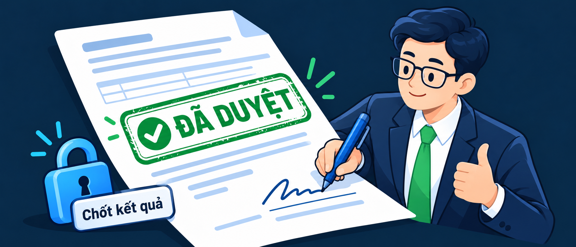 Giám đốc ký duyệt và chốt kết quả