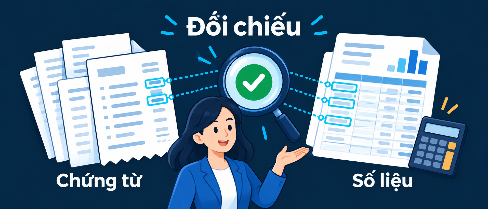 Kế toán đối chiếu chứng từ với số liệu