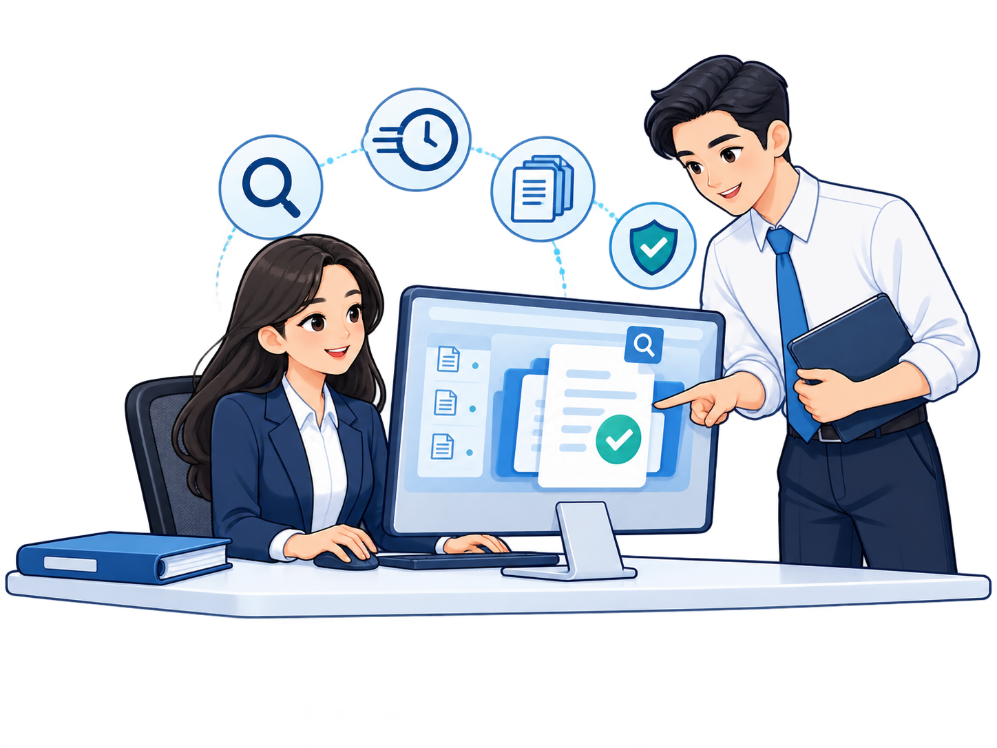 VTCODE cùng đối tác trao đổi và phối hợp xử lý chứng từ trên phần mềm.